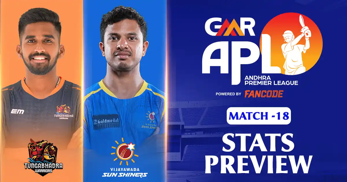 GMR APL 2025: Tungabhadra Warriors vs Vijayawada Sun Shiners, Match 18: Stats Preview